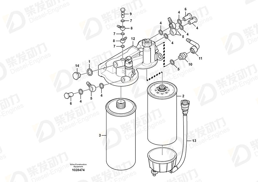 VOLVO Fuel filter 11423587 Drawing