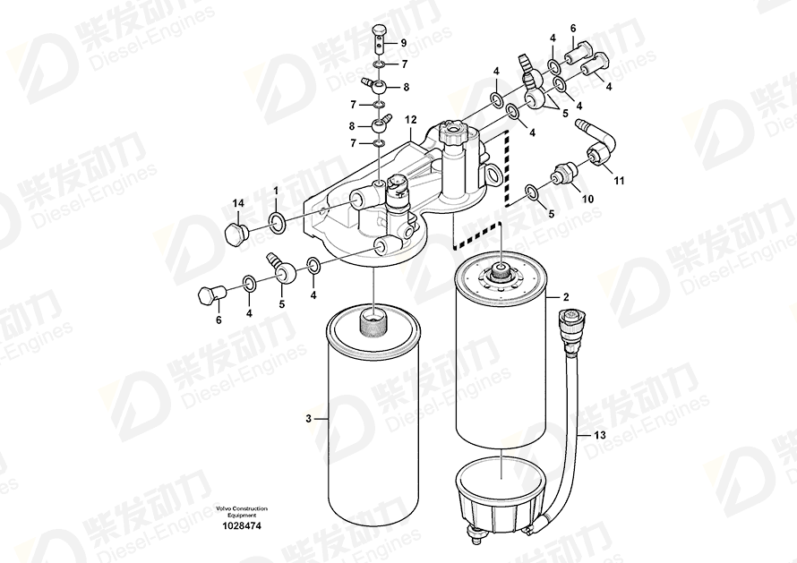 VOLVO Fuel filter 11423587 Drawing VOLVO Fuel filter 11423587 Drawing