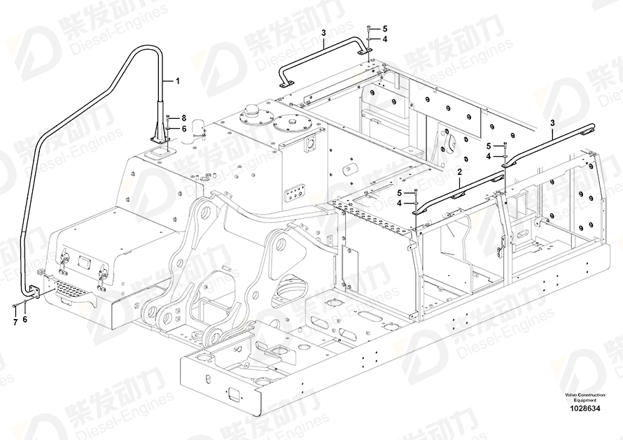 VOLVO Hand rail 14562045 Drawing