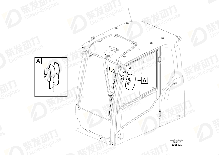 VOLVO Mirror 14564772 Drawing