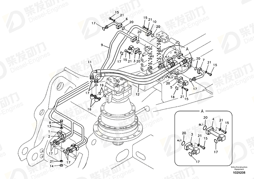 VOLVO Hose assembly 14880158 Drawing