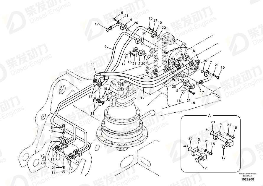 VOLVO HOSE ASSEMBLY SA9459-05790 Drawing