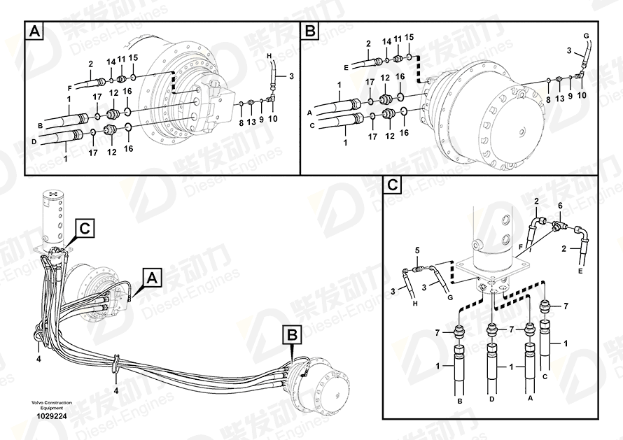 VOLVO Hose assembly 937555 Drawing