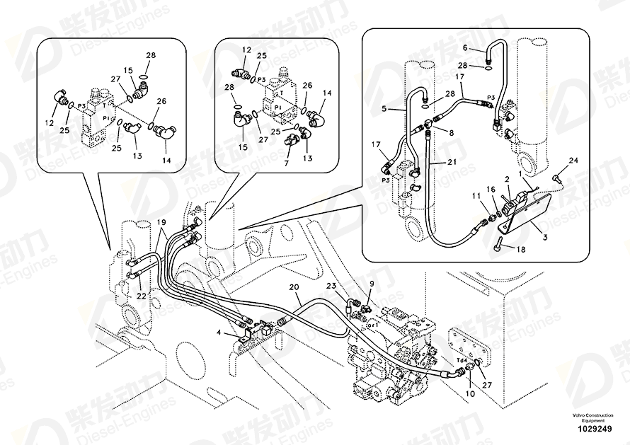 VOLVO Hose assembly SA9452-05236 Drawing