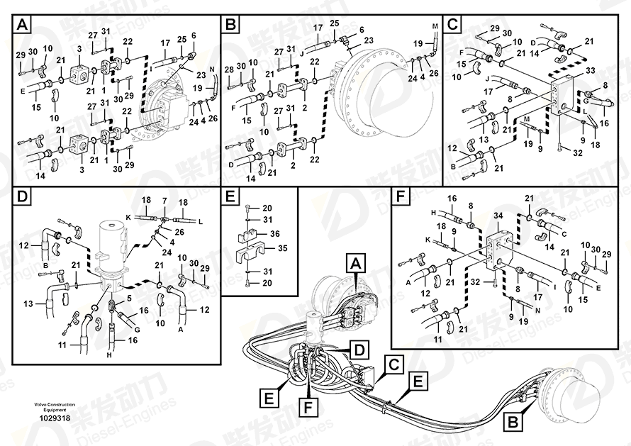 VOLVO Hose assembly 938289 Drawing