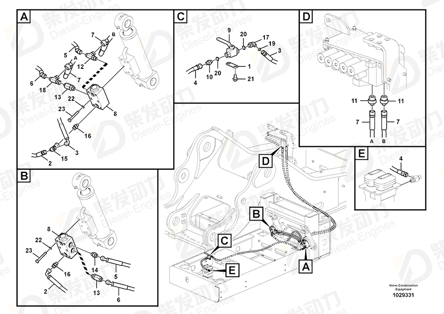 VOLVO Hose assembly 936434 Drawing VOLVO Hose assembly 936434 Drawing