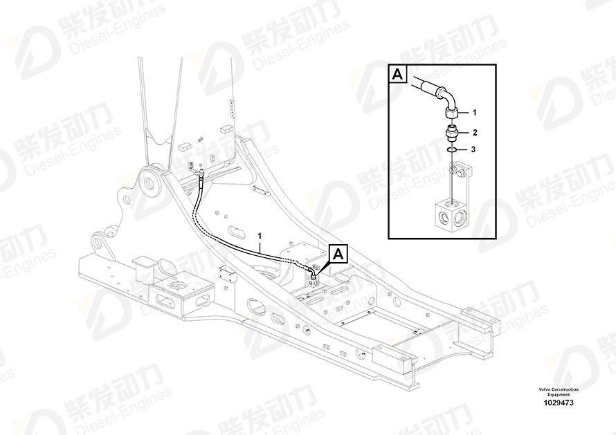 VOLVO Hose assembly SA9453-04344 Drawing VOLVO Hose assembly SA9453-04344 Drawing