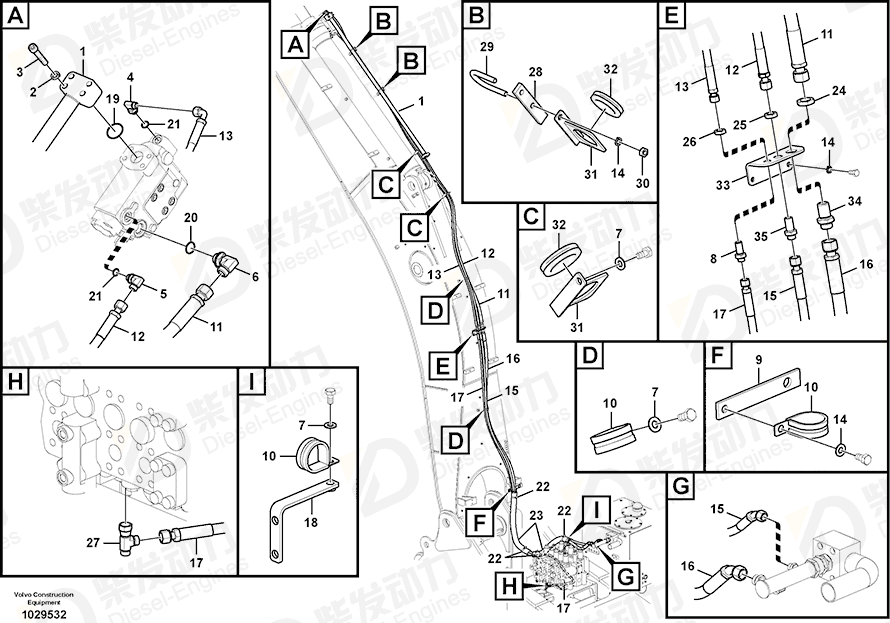 VOLVO Hose assembly SA9466-03610 Drawing