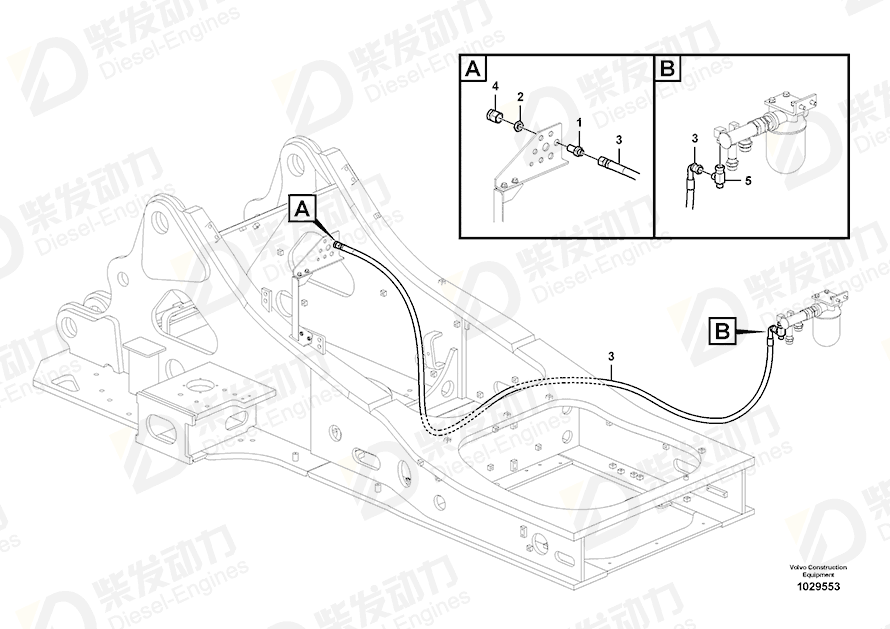 VOLVO Hose assembly SA9453-04376 Drawing VOLVO Hose assembly SA9453-04376 Drawing