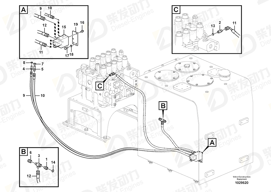VOLVO Hose assembly SA9451-32664 Drawing VOLVO Hose assembly SA9451-32664 Drawing
