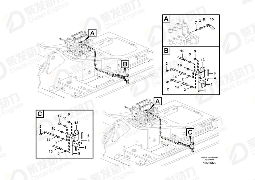 VOLVO Hose assembly 938222 Drawing VOLVO Hose assembly 938222 Drawing