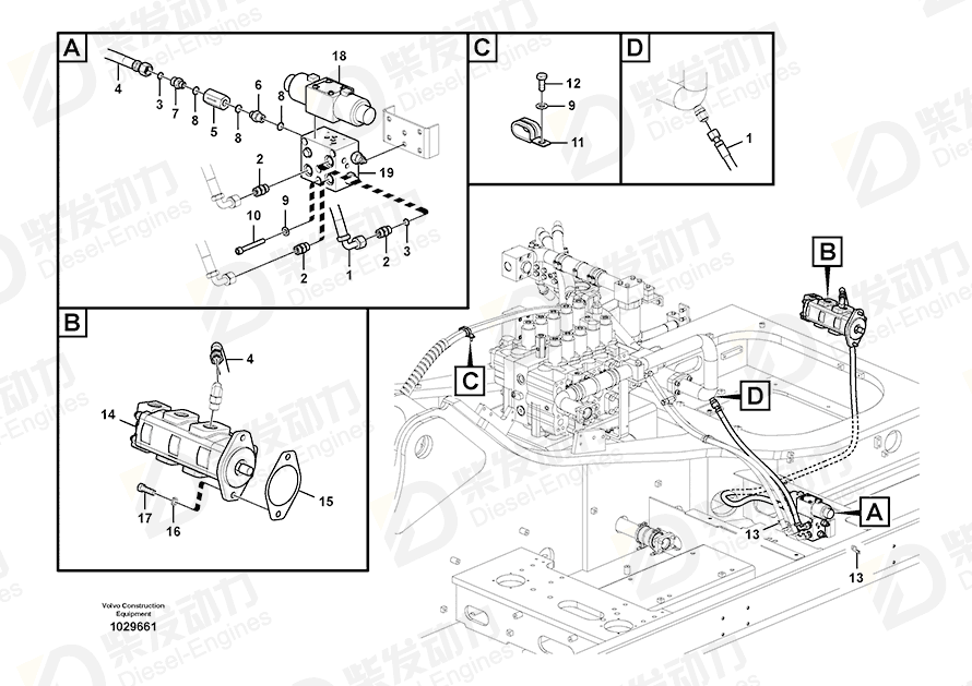 VOLVO Hose assembly 15095019 Drawing VOLVO Hose assembly 15095019 Drawing