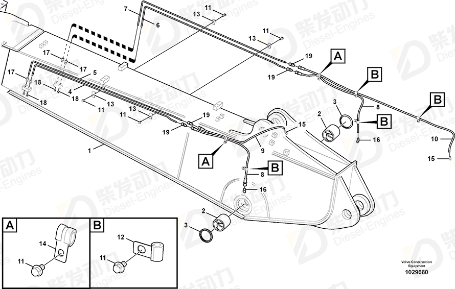VOLVO Hose assembly 14880691 Drawing VOLVO Hose assembly 14880691 Drawing