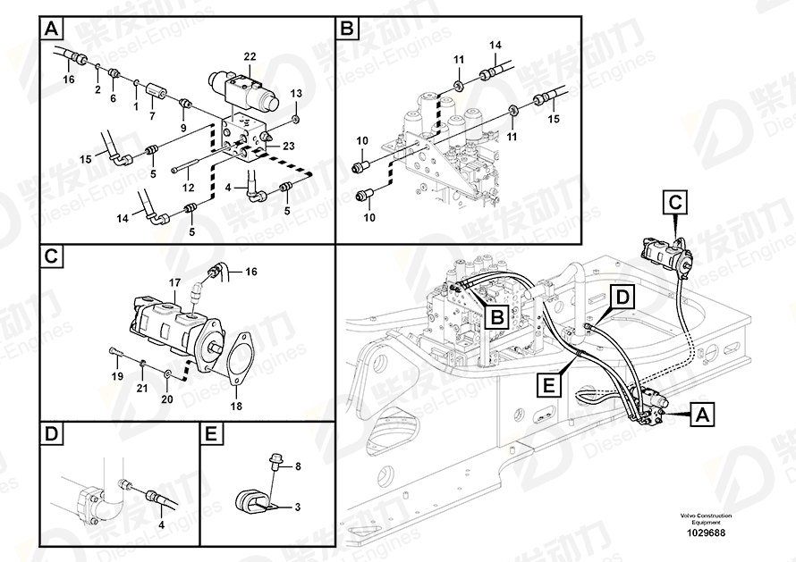 VOLVO Hose assembly 15115254 Drawing