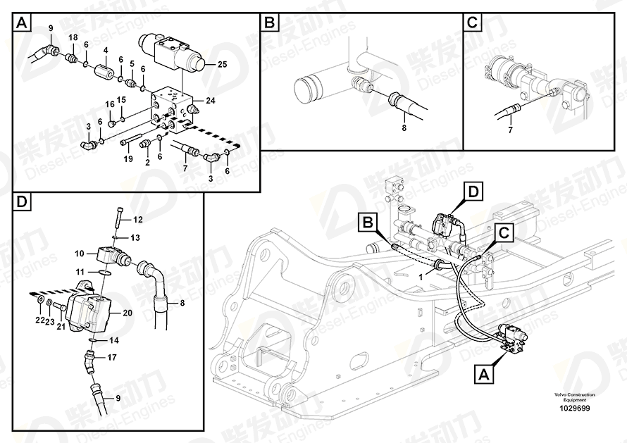 VOLVO Hose assembly SA9452-04434 Drawing VOLVO Hose assembly SA9452-04434 Drawing