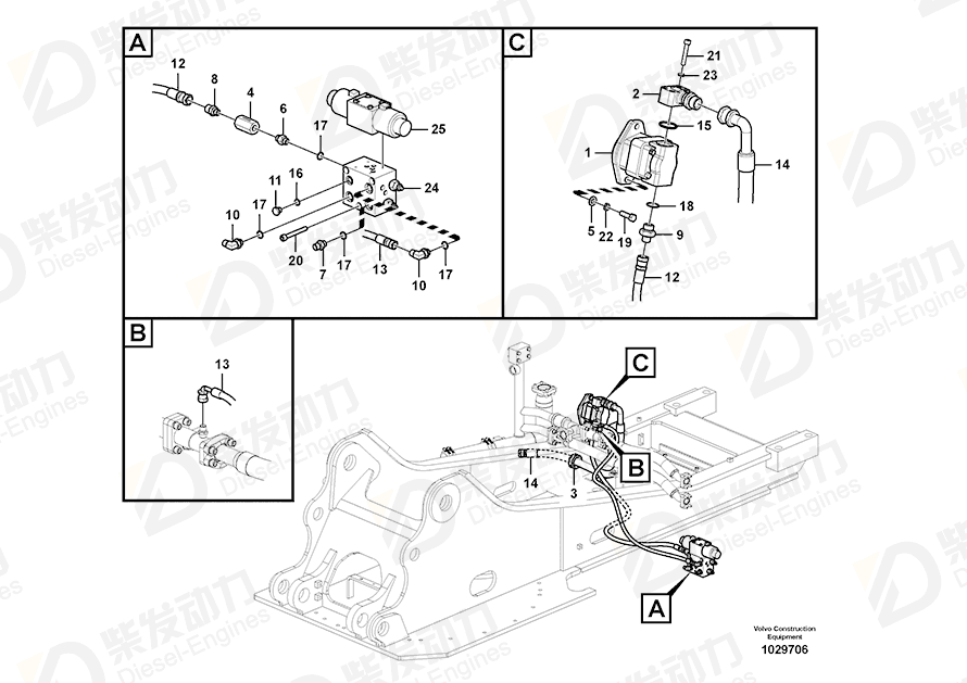 VOLVO Hose assembly SA9451-04431 Drawing VOLVO Hose assembly SA9451-04431 Drawing