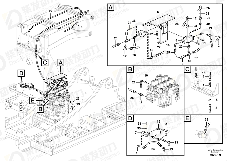 VOLVO Hose 14350749 Drawing