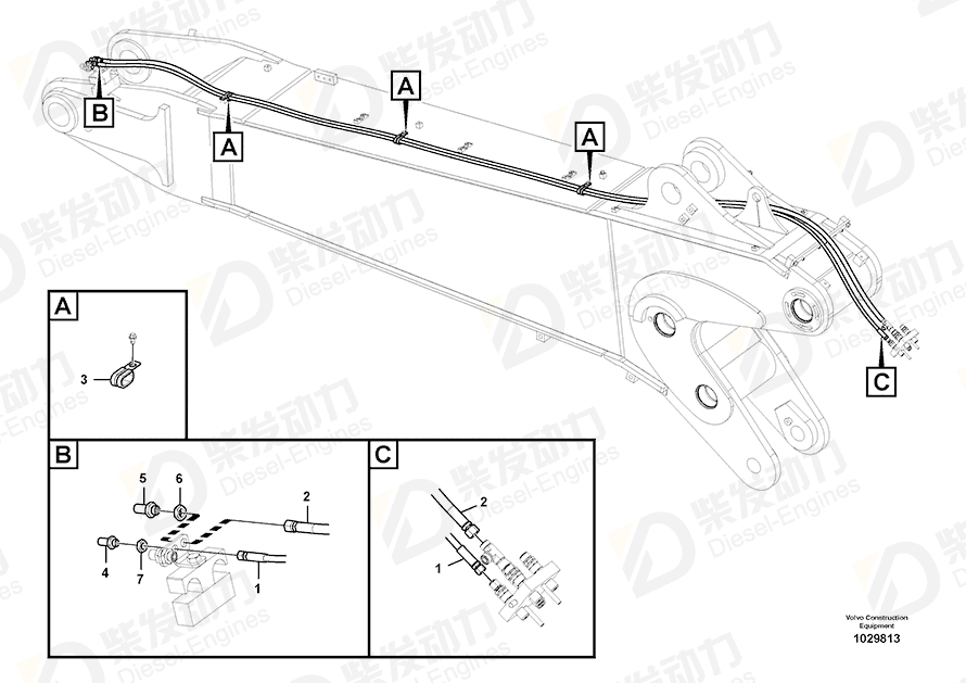 VOLVO Hose assembly 15023914 Drawing VOLVO Hose assembly 15023914 Drawing
