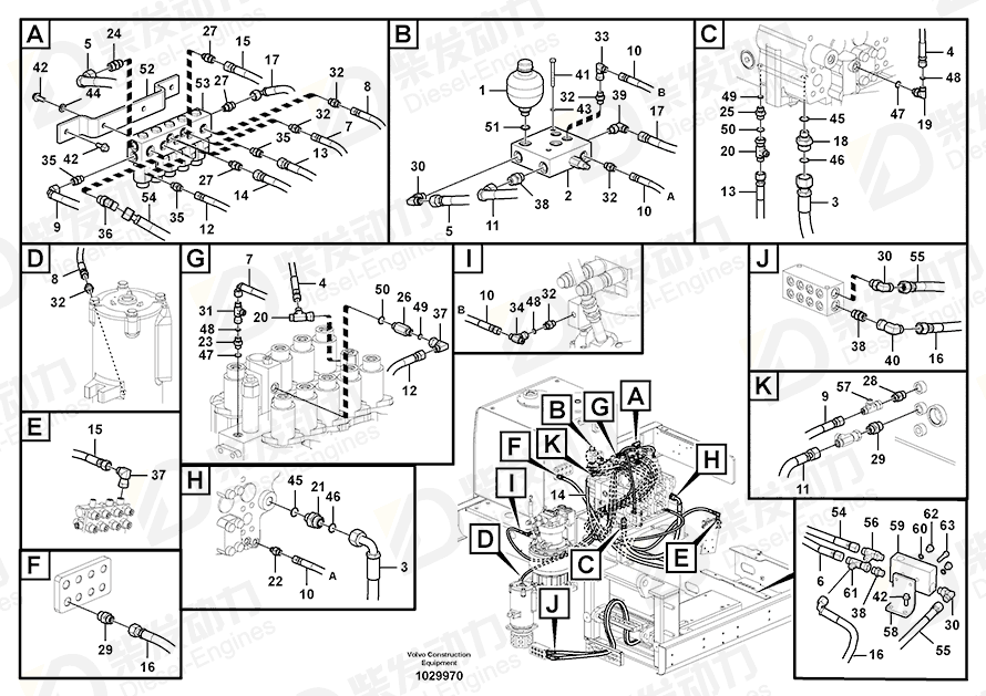 VOLVO Hose assembly 15135772 Drawing VOLVO Hose assembly 15135772 Drawing