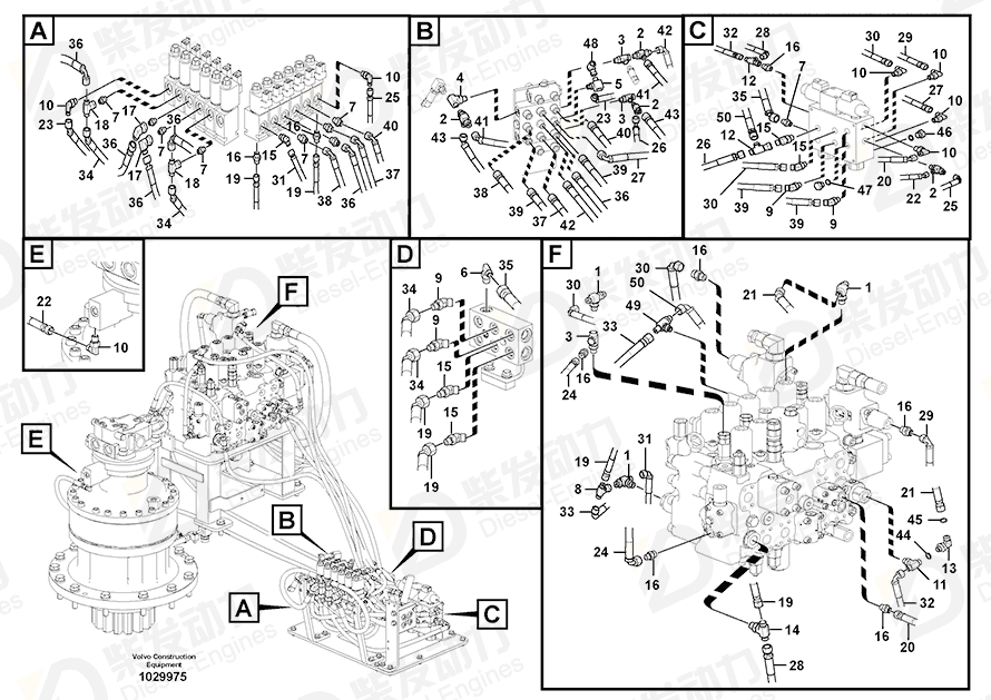 VOLVO Hose assembly 937844 Drawing VOLVO Hose assembly 937844 Drawing