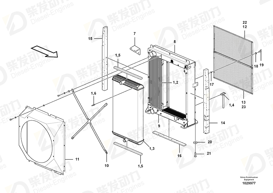 VOLVO Radiator 14625337 Drawing