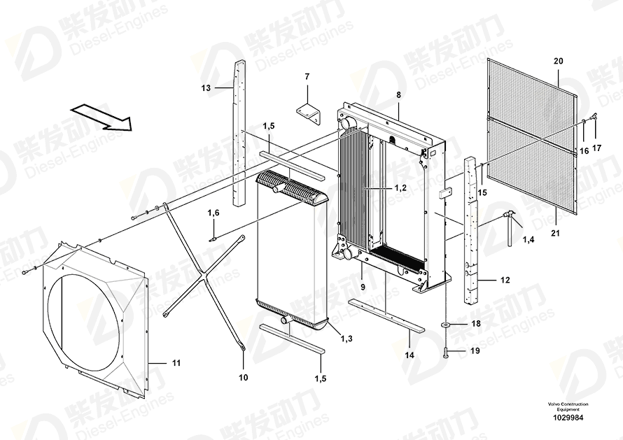 VOLVO Radiator 14624893 Drawing