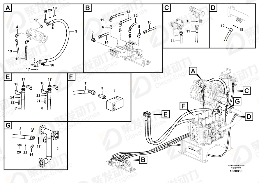 VOLVO Hose assembly 15800446 Drawing VOLVO Hose assembly 15800446 Drawing