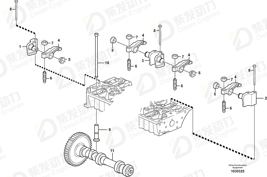 VOLVO Rocker arm shaft 20805520 Drawing VOLVO Rocker arm shaft 20805520 Drawing