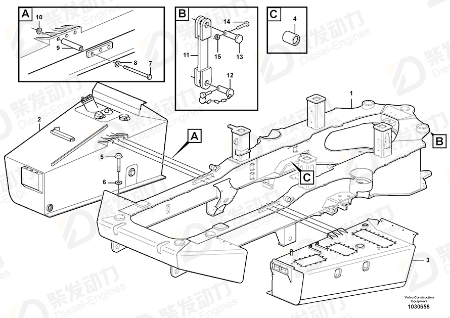 VOLVO Front frame 16613298 Drawing VOLVO Front frame 16613298 Drawing