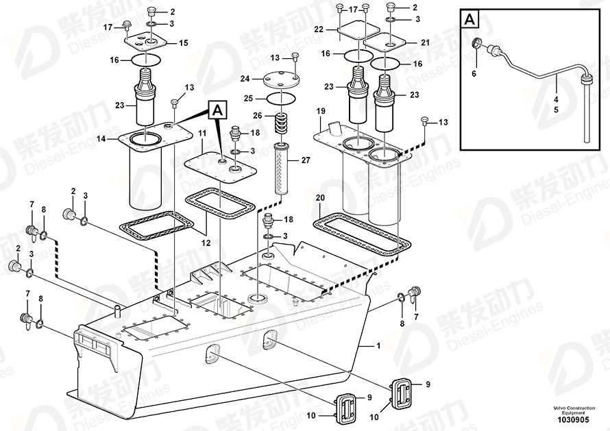 VOLVO Hydraulic fluid tank 16801651 Drawing