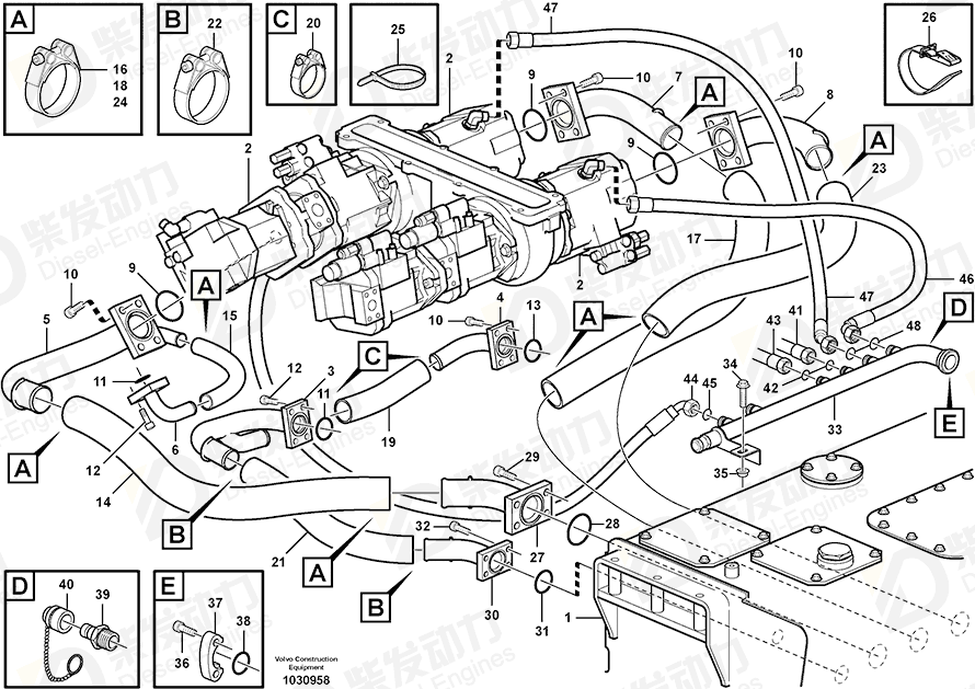 VOLVO Hose assembly 937874 Drawing