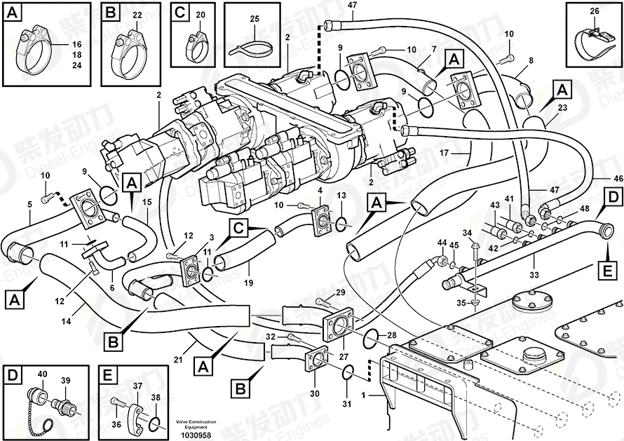VOLVO Hose assembly 937874 Drawing VOLVO Hose assembly 937874 Drawing