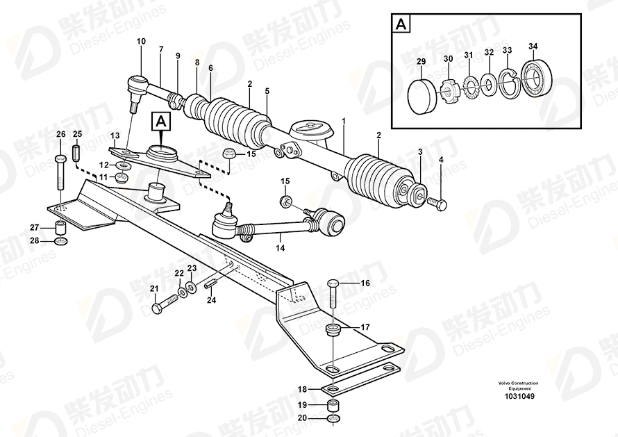 VOLVO Lever mounting 15021685 Drawing VOLVO Lever mounting 15021685 Drawing