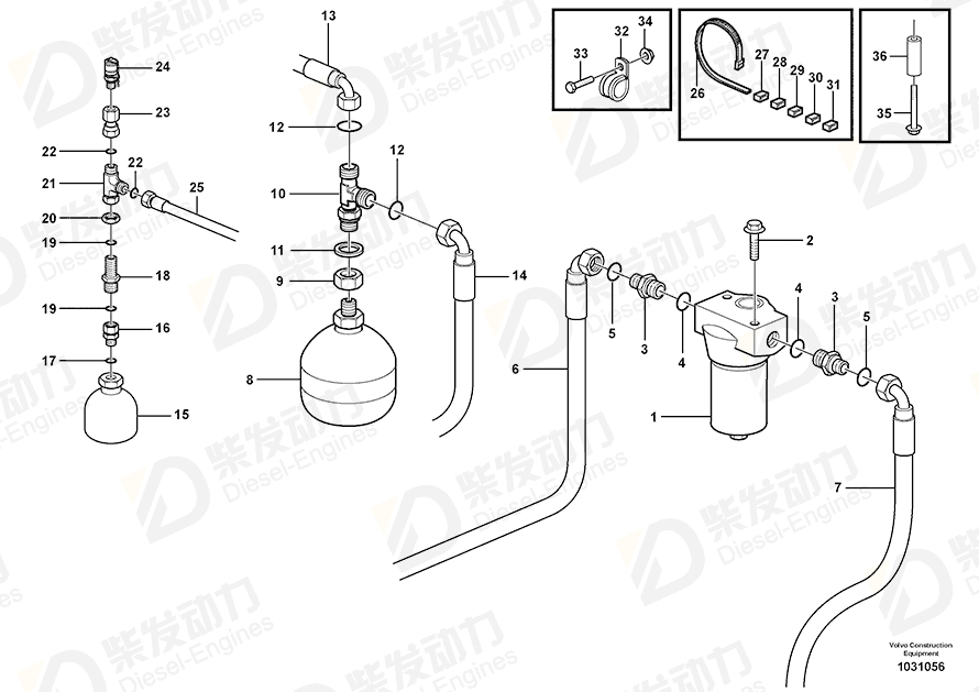 VOLVO Hose assembly 935522 Drawing VOLVO Hose assembly 935522 Drawing