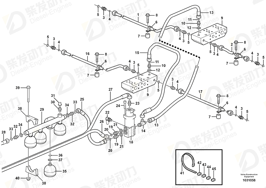 VOLVO Hose assembly 15014086 Drawing