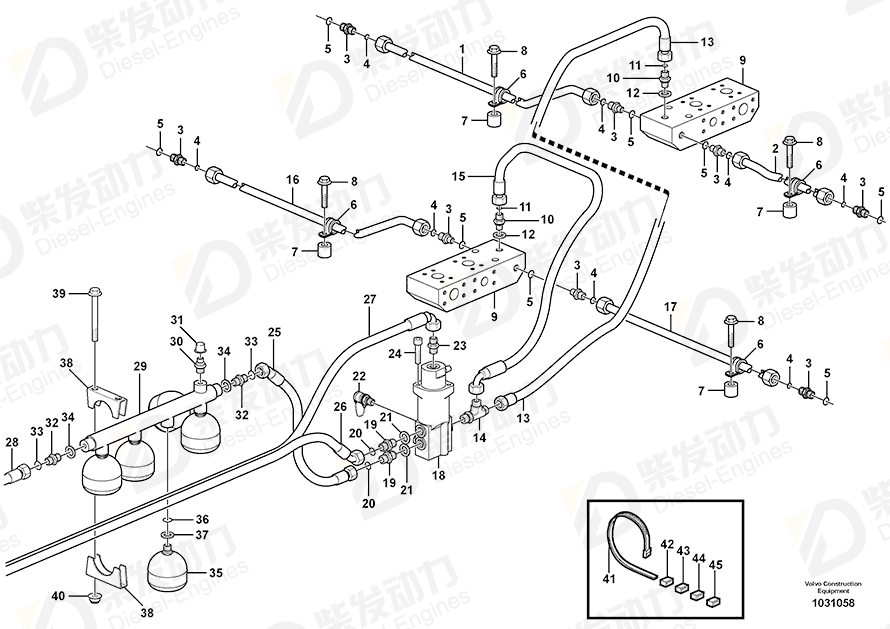 VOLVO Hose assembly 15014086 Drawing VOLVO Hose assembly 15014086 Drawing