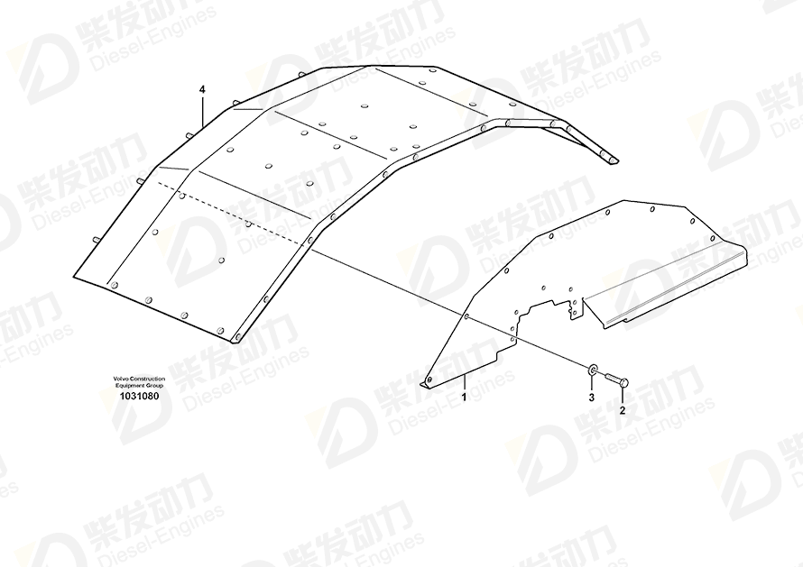 VOLVO Wheel housing plate 11197410 Drawing VOLVO Wheel housing plate 11197410 Drawing