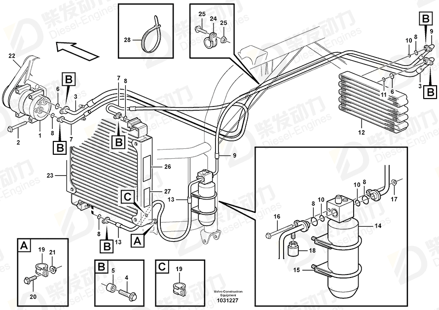 VOLVO V-ribbed belt 20464710 Drawing