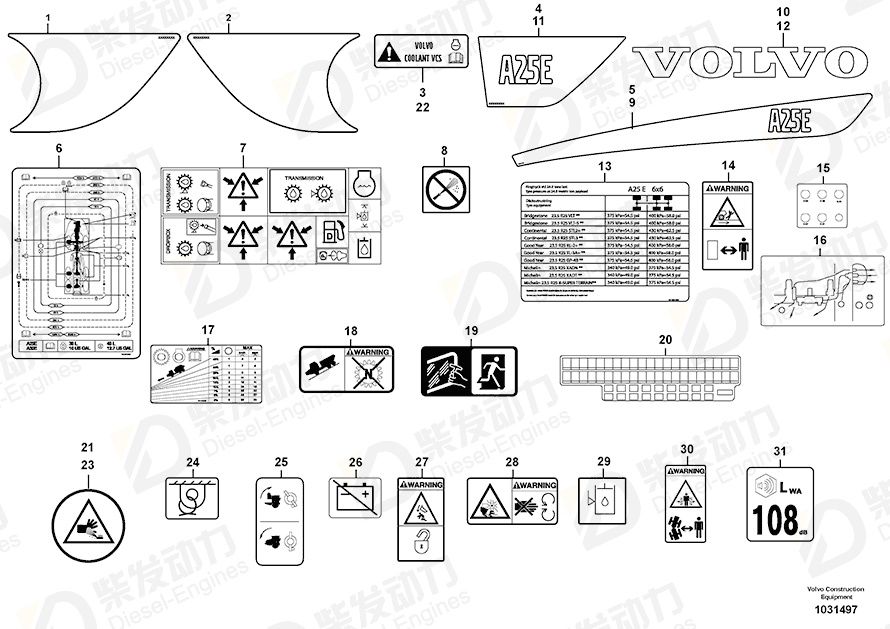 VOLVO Decal 15108613 Drawing