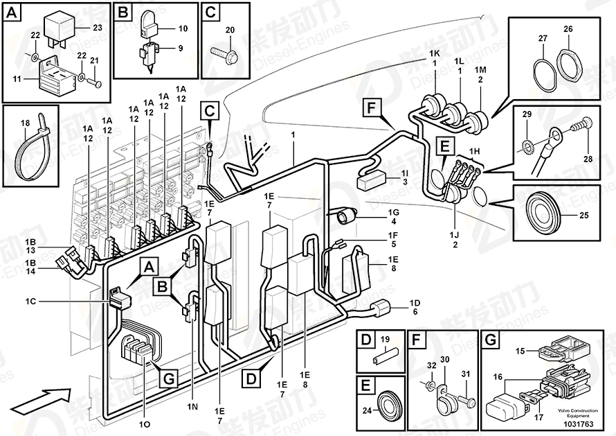 VOLVO Cable harness 15017962 Drawing