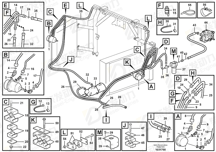 VOLVO HOSE ASSEMBLY 935794 Drawing