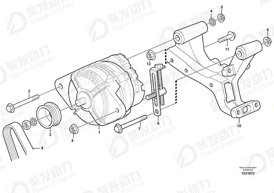 VOLVO V-ribbed belt 978207 Drawing VOLVO V-ribbed belt 978207 Drawing