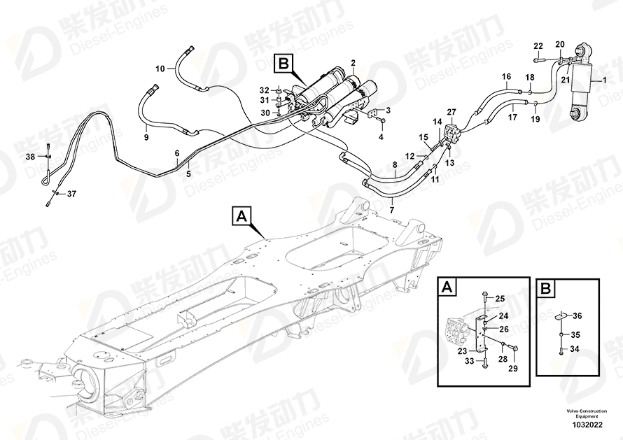 VOLVO Hose assembly 15194894 Drawing VOLVO Hose assembly 15194894 Drawing