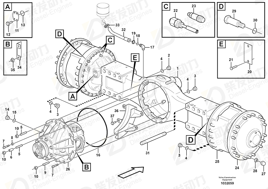 VOLVO Hose assembly 15017889 Drawing VOLVO Hose assembly 15017889 Drawing