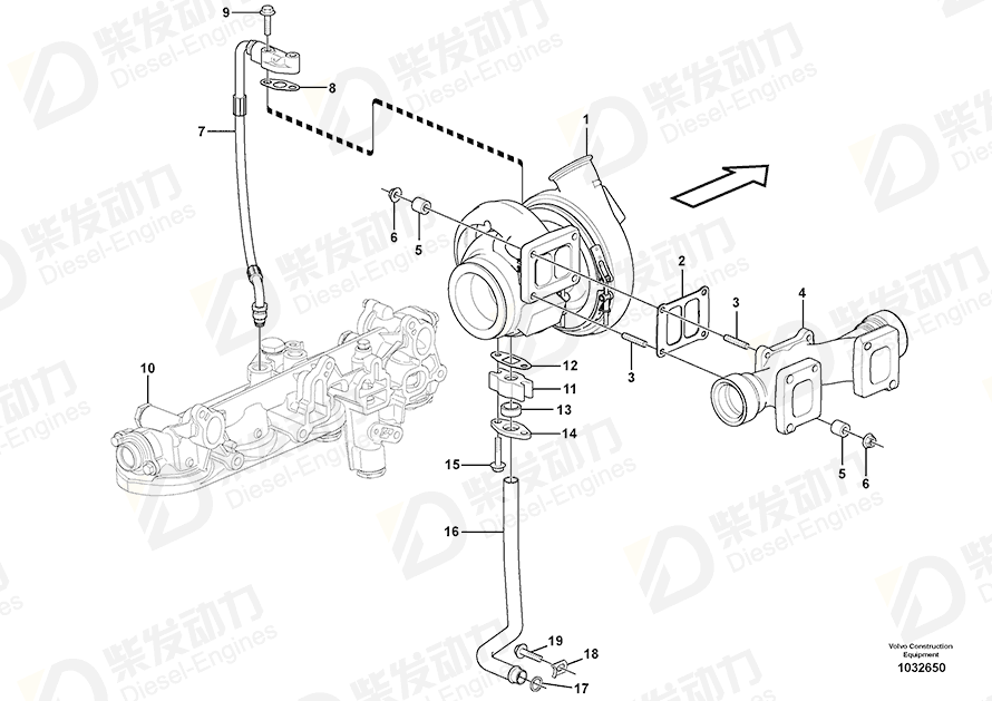 VOLVO Oil feed hose 11158484 Drawing