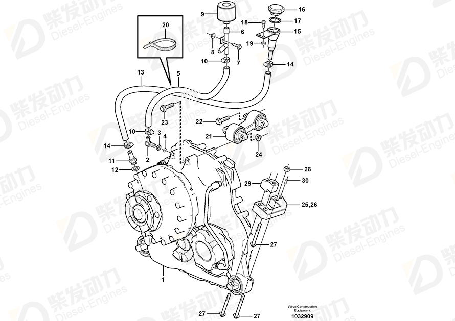 VOLVO Oil filler pipe 11114129 Drawing