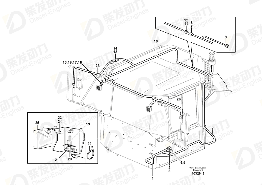 VOLVO Cable harness 11191007 Drawing VOLVO Cable harness 11191007 Drawing