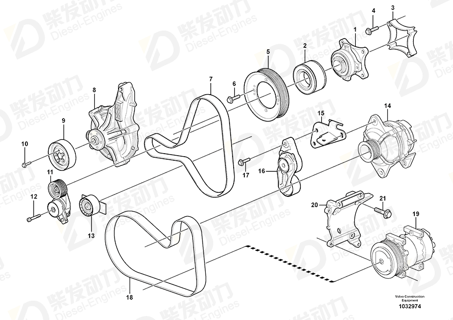 VOLVO Belt tensioner 20762060 Drawing VOLVO Belt tensioner 20762060 Drawing