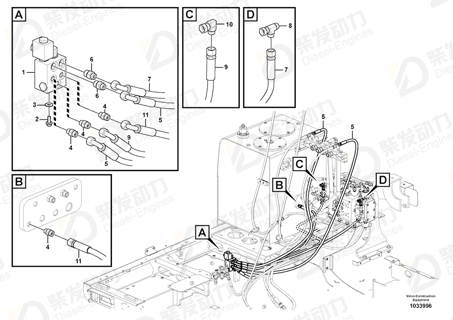 VOLVO Hose assembly 936710 Drawing VOLVO Hose assembly 936710 Drawing