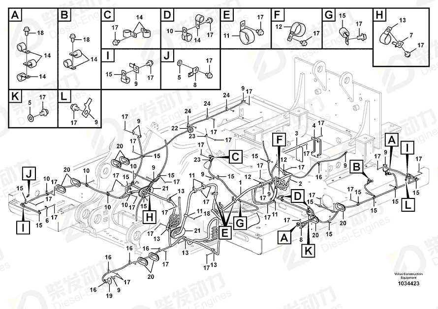 VOLVO Wire harness 14631818 Drawing